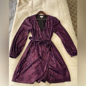 Milly Purple Sequin Wrap Dress, Size M